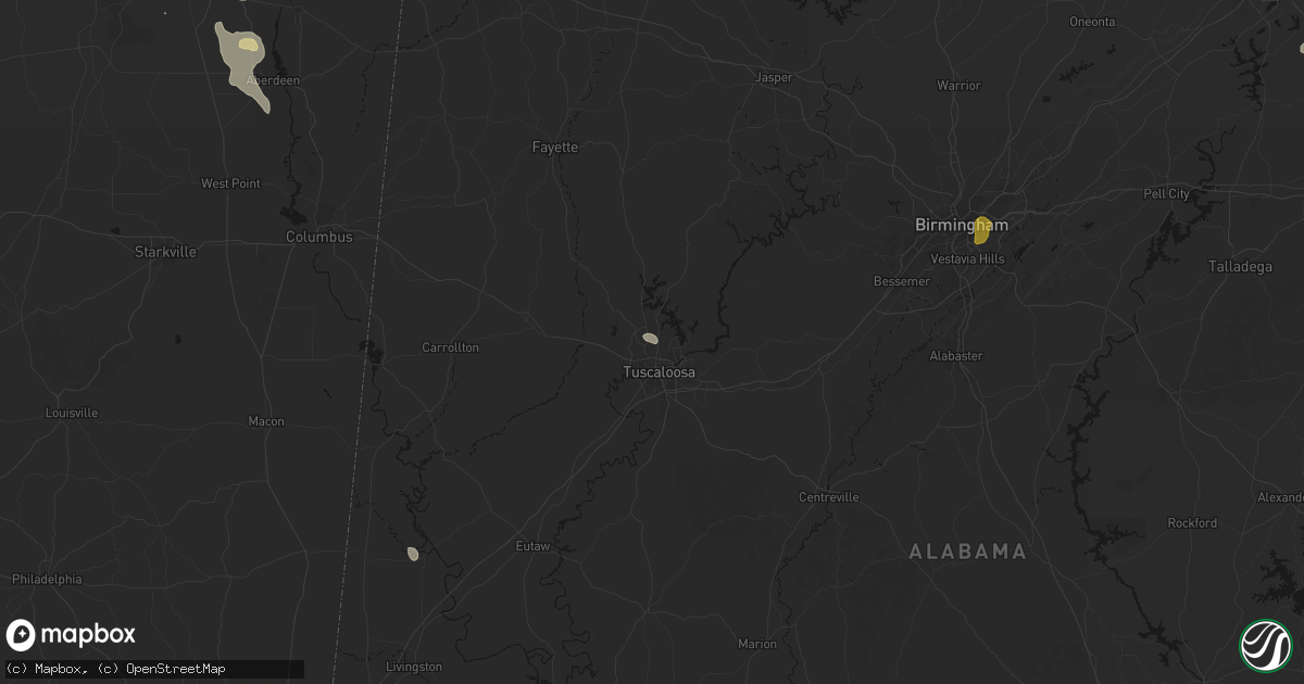 Hail map in Northport, AL on August 9, 2026