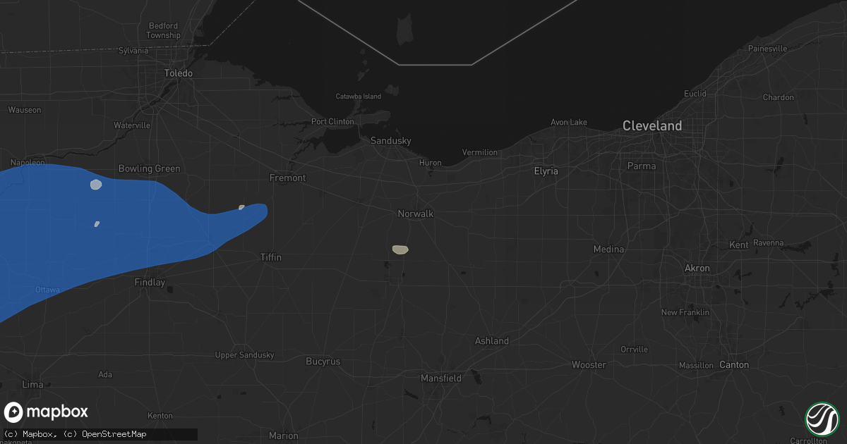 Hail map in Norwalk, OH on August 9, 2026