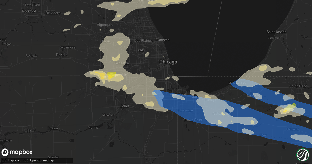 Hail map in Oak Lawn, IL on August 9, 2026