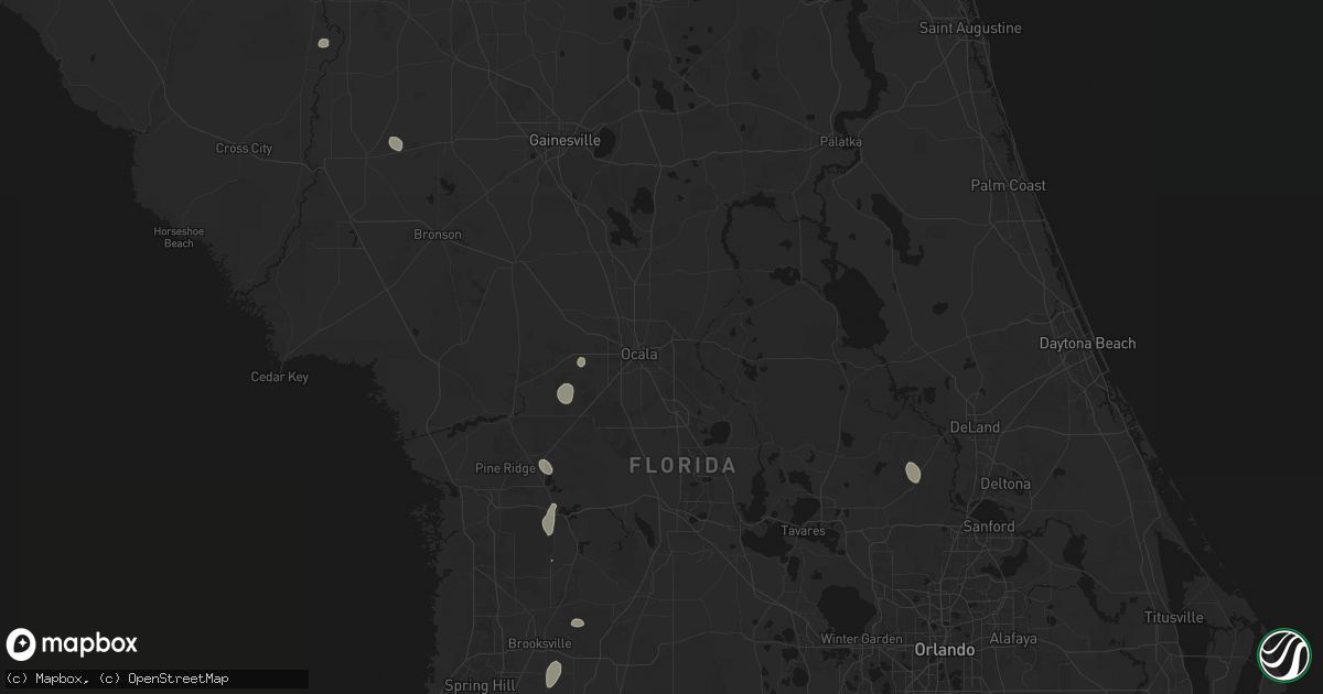 Hail map in Ocala, FL on August 9, 2026