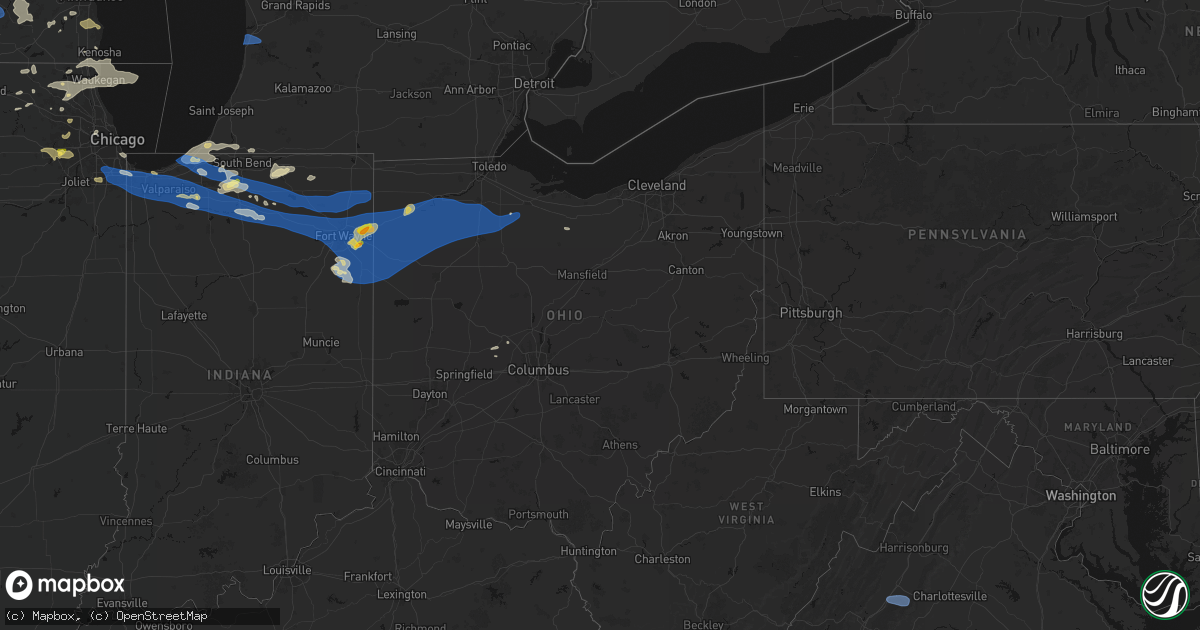 Hail map in Ohio on August 9, 2026