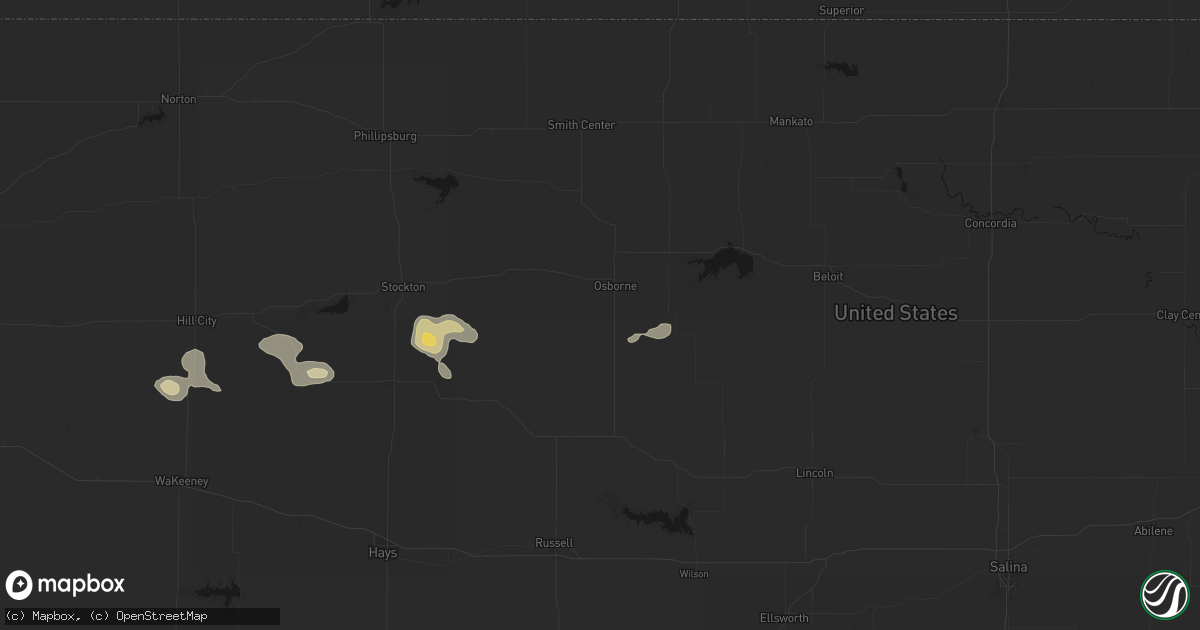 Hail map in Osborne, KS on August 9, 2026