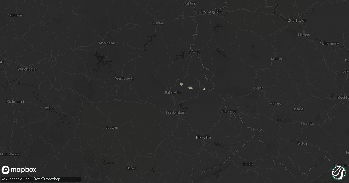 Hail map in Paintsville, KY on August 9, 2026