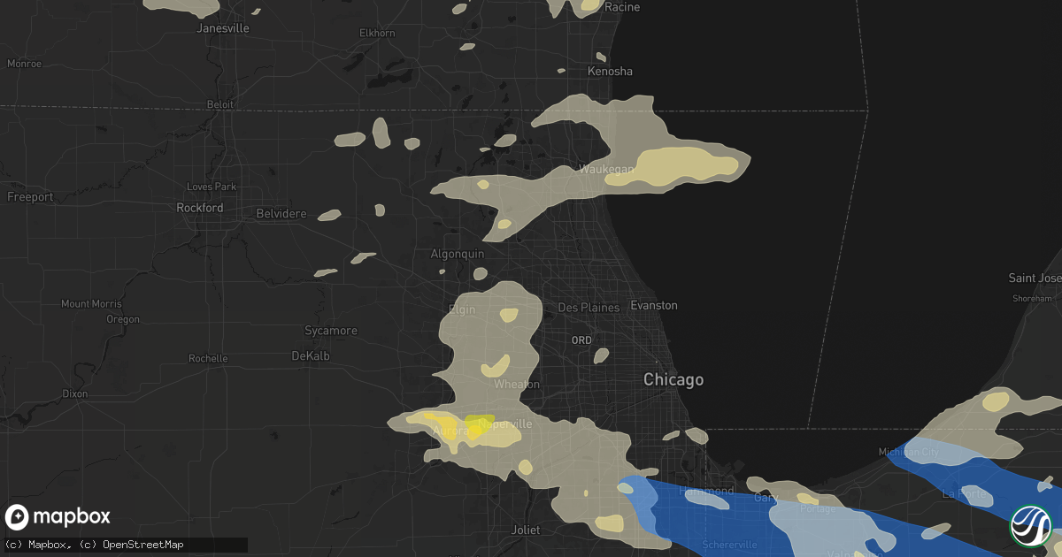 Hail map in Palatine, IL on August 9, 2026
