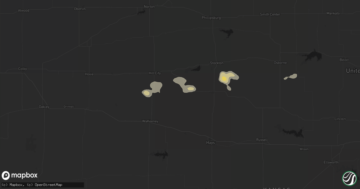 Hail map in Palco, KS on August 9, 2026