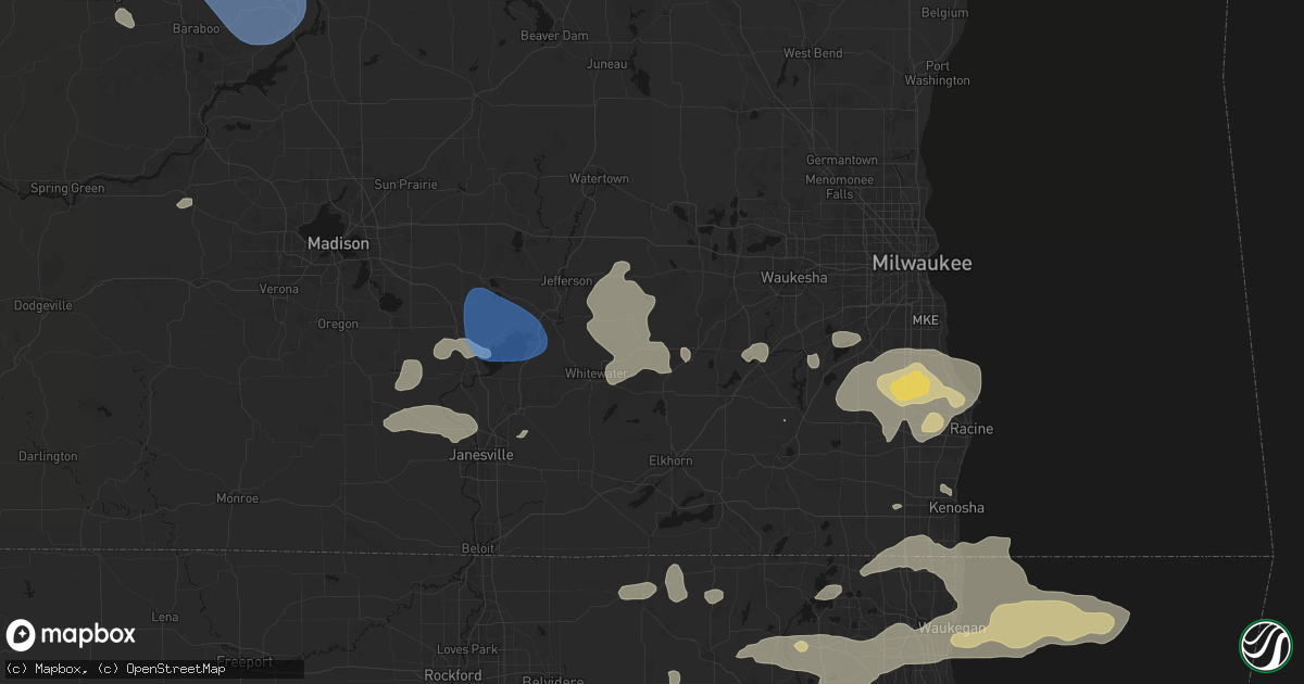 Hail map in Palmyra, WI on August 9, 2026