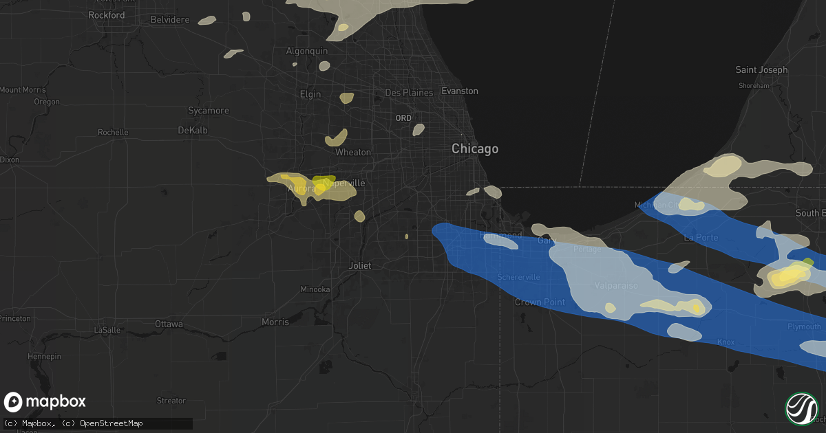 Hail map in Palos Park, IL on August 9, 2026
