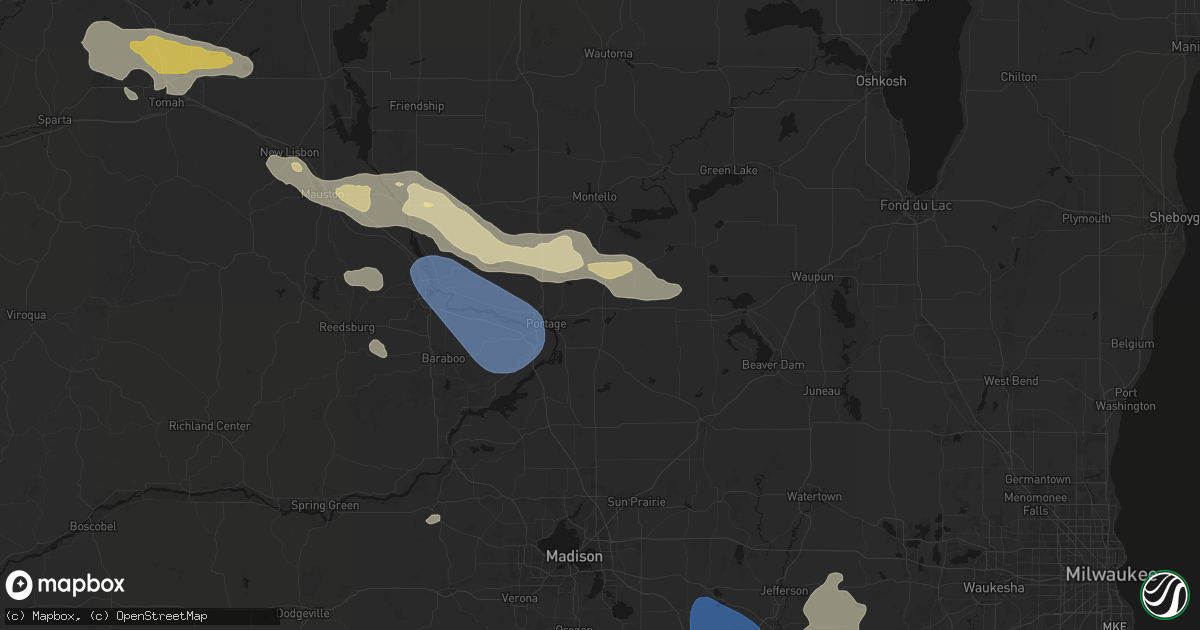 Hail map in Pardeeville, WI on August 9, 2026