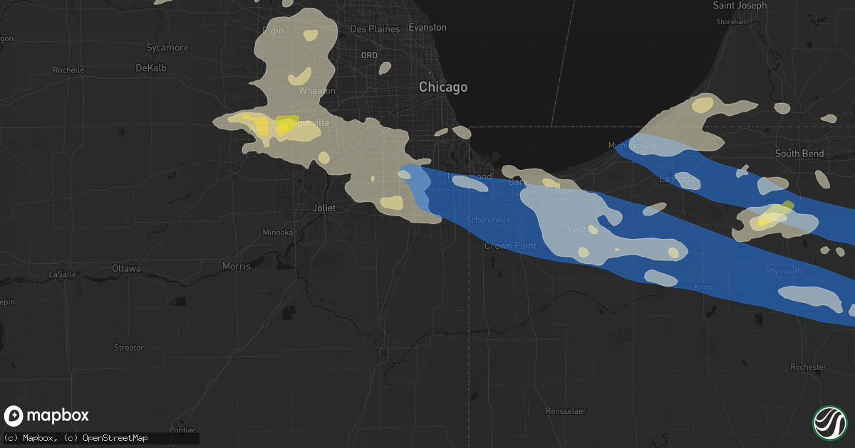 Hail map in Park Forest, IL on August 9, 2026