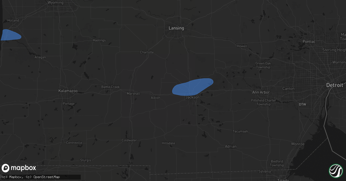 Hail map in Parma, MI on August 9, 2026