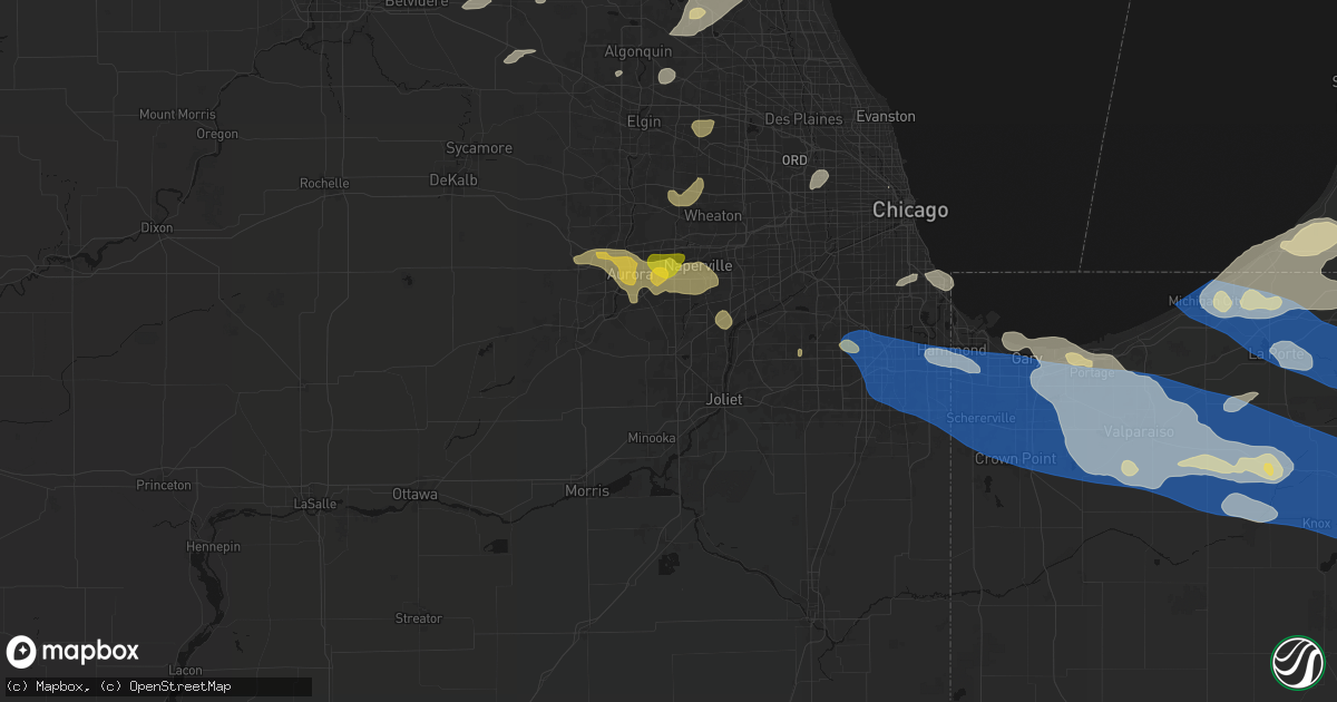 Hail map in Plainfield, IL on August 9, 2026