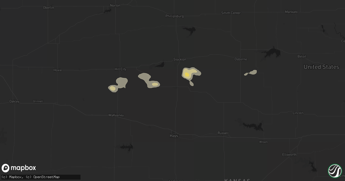Hail map in Plainville, KS on August 9, 2026