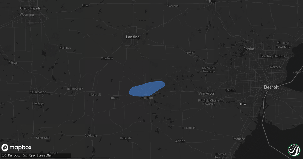 Hail map in Pleasant Lake, MI on August 9, 2026