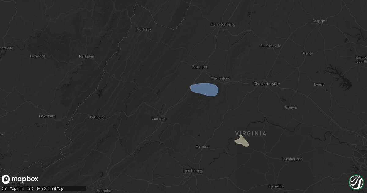 Hail map in Raphine, VA on August 9, 2026