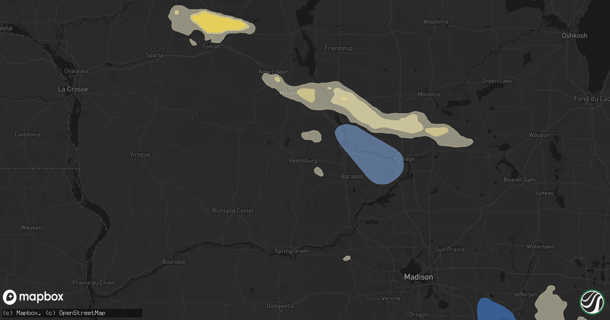 Hail map in Reedsburg, WI on August 9, 2026