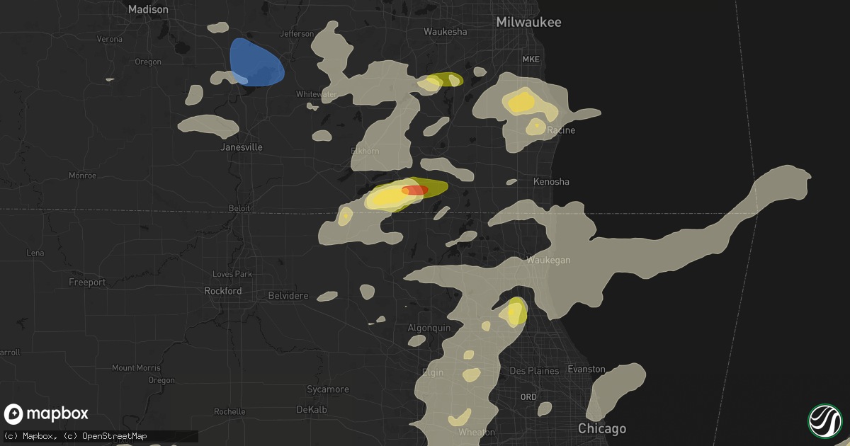 Hail map in Richmond, IL on August 9, 2026