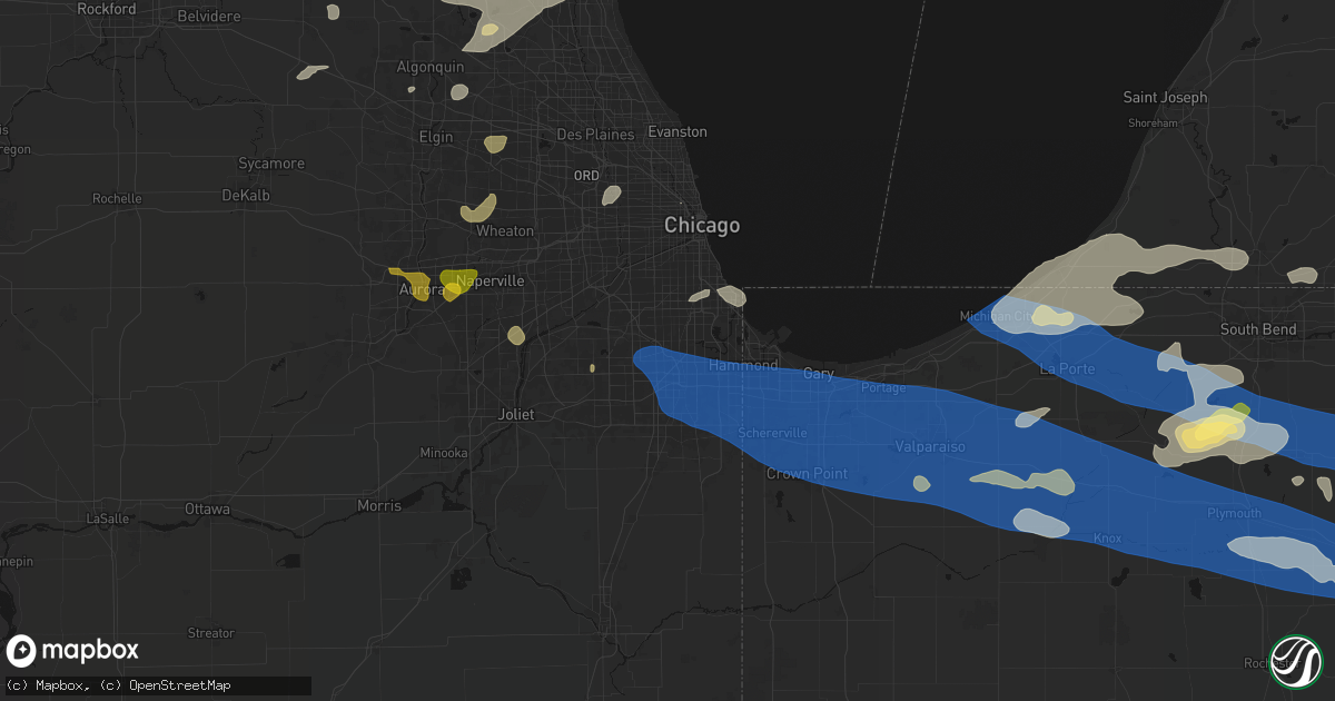 Hail map in Robbins, IL on August 9, 2026