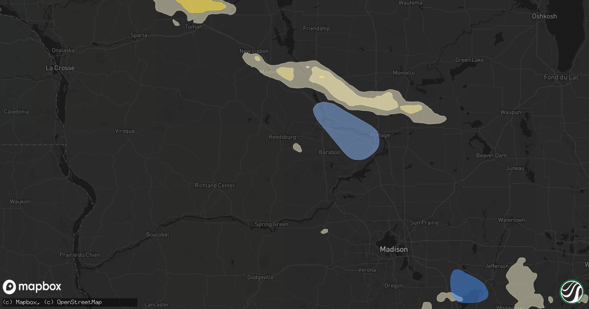 Hail map in Rock Springs, WI on August 9, 2026