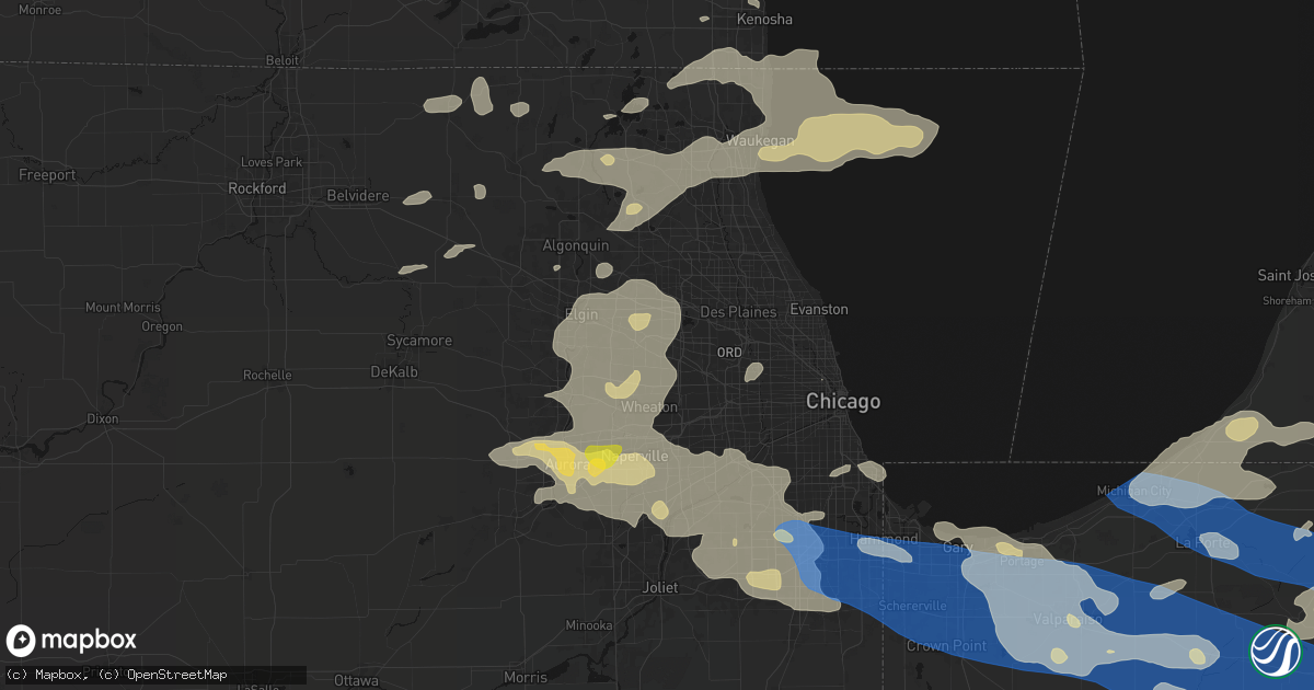 Hail map in Roselle, IL on August 9, 2026