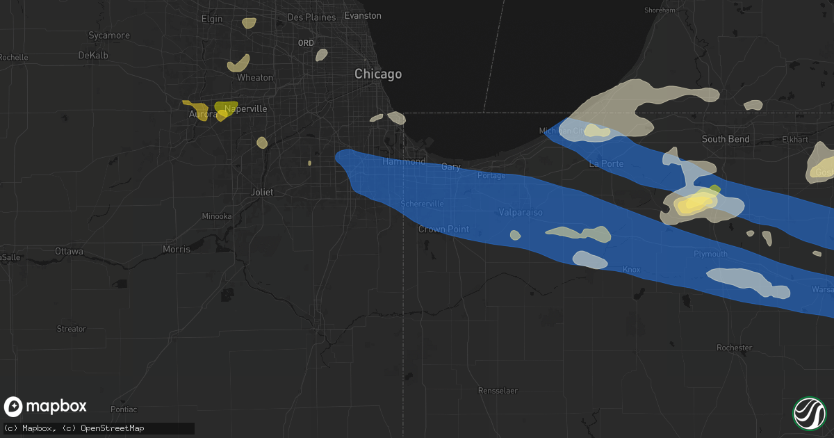 Hail map in Saint John, IN on August 9, 2026