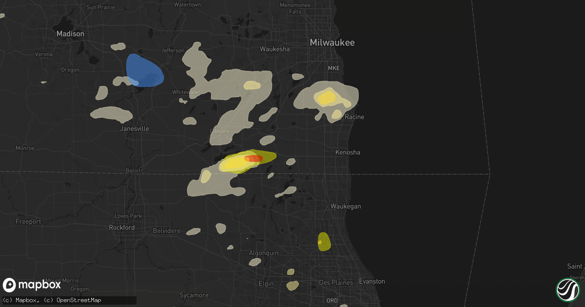 Hail map in Salem, WI on August 9, 2026