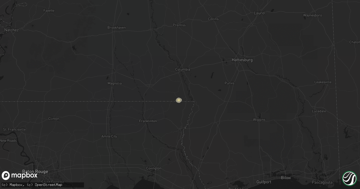 Hail map in Sandy Hook, MS on August 9, 2026