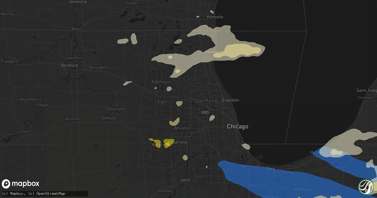 Hail map in Schaumburg, IL on August 9, 2026