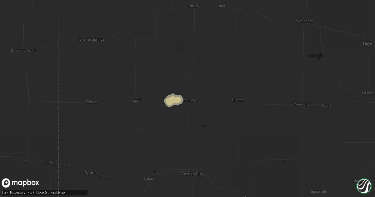 Hail map in Scott City, KS on August 9, 2026