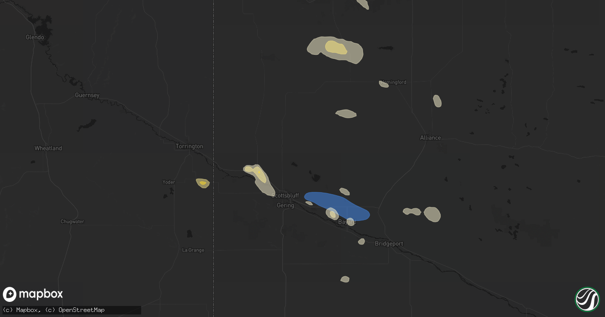 Hail map in Scottsbluff, NE on August 9, 2026