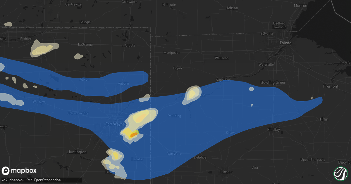 Hail map in Sherwood, OH on August 9, 2026