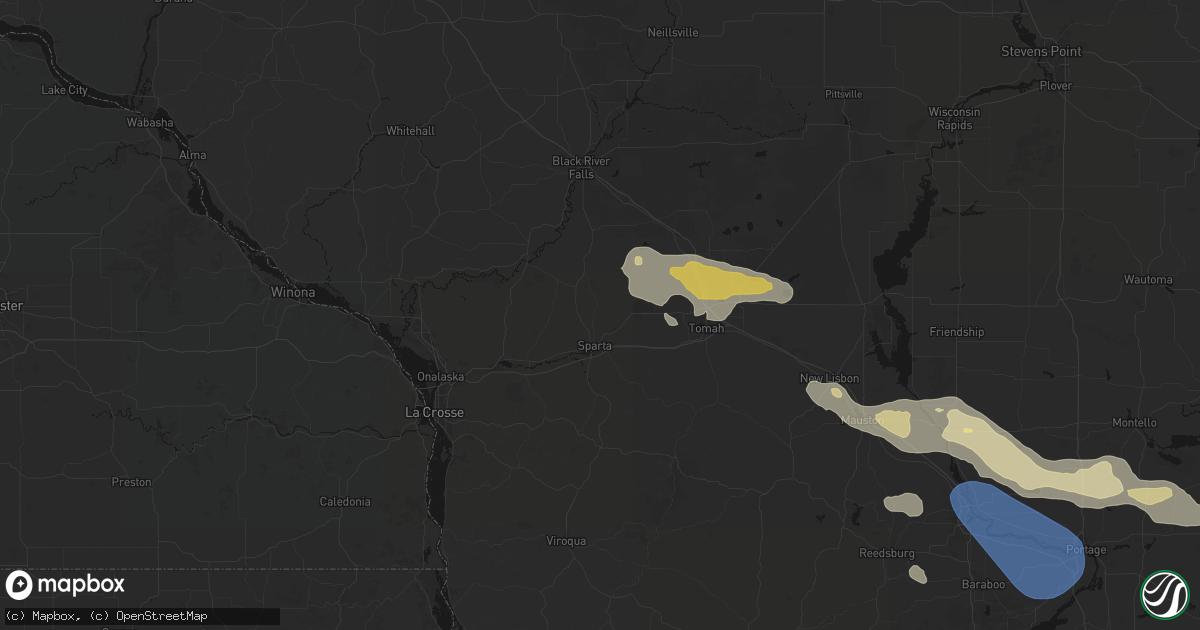 Hail map in Sparta, WI on August 9, 2026