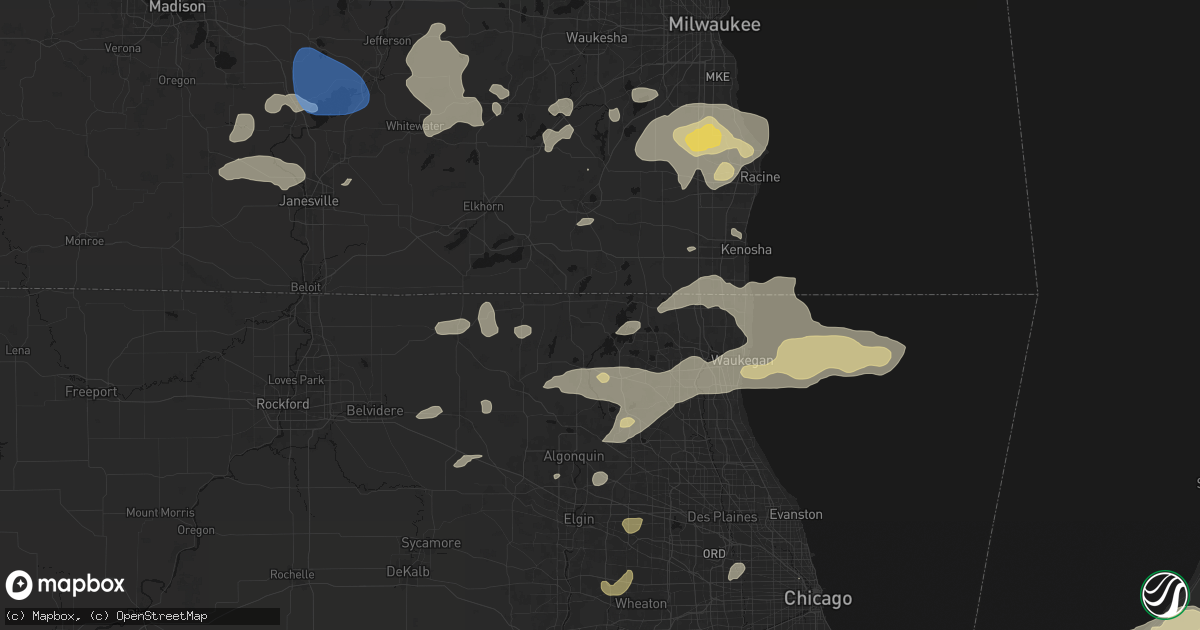Hail map in Spring Grove, IL on August 9, 2026