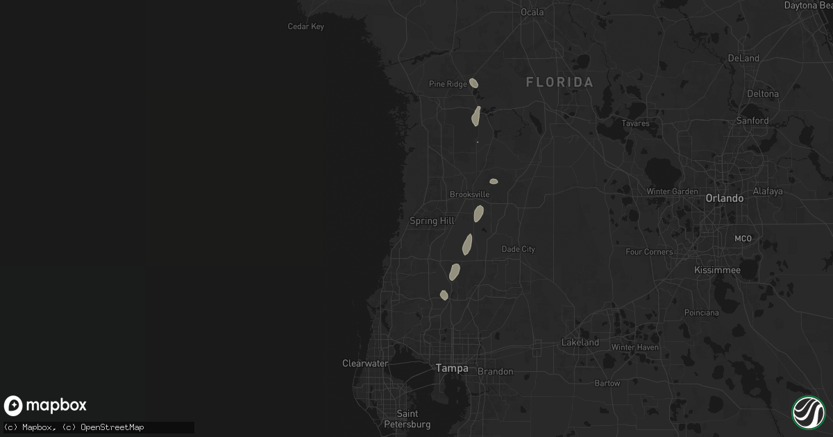 Hail map in Spring Hill, FL on August 9, 2026
