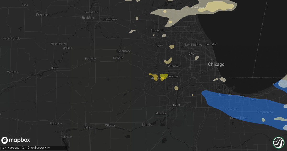 Hail map in Sugar Grove, IL on August 9, 2026