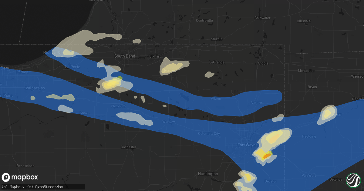 Hail map in Syracuse, IN on August 9, 2026