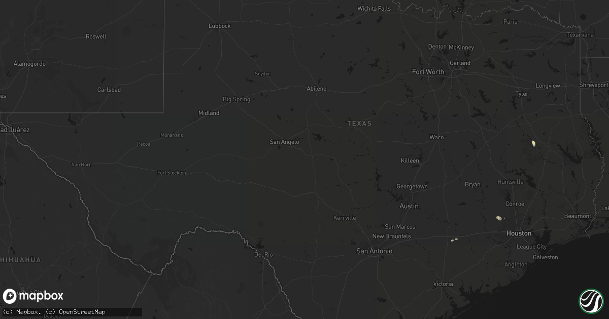 Hail map in Texas on August 9, 2026