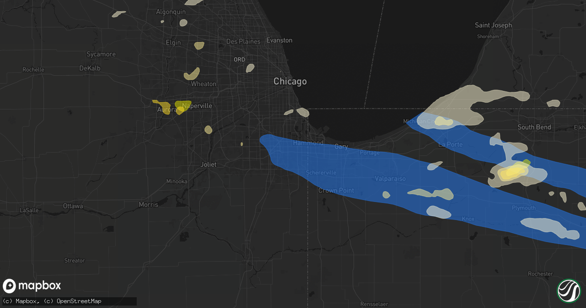 Hail map in Thornton, IL on August 9, 2026