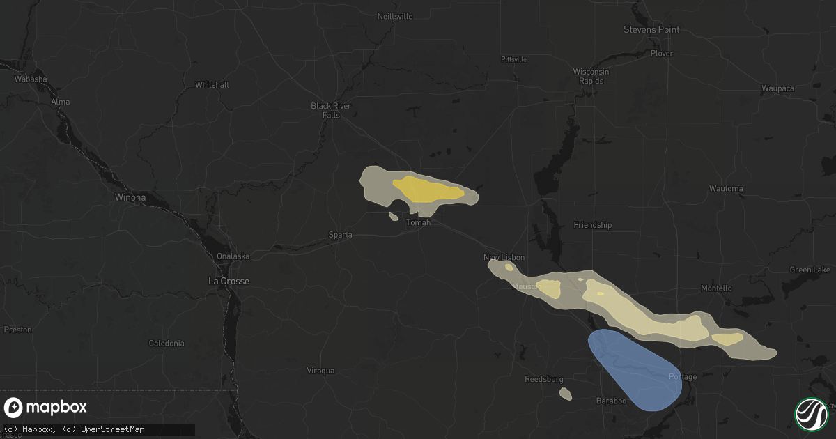 Hail map in Tomah, WI on August 9, 2026