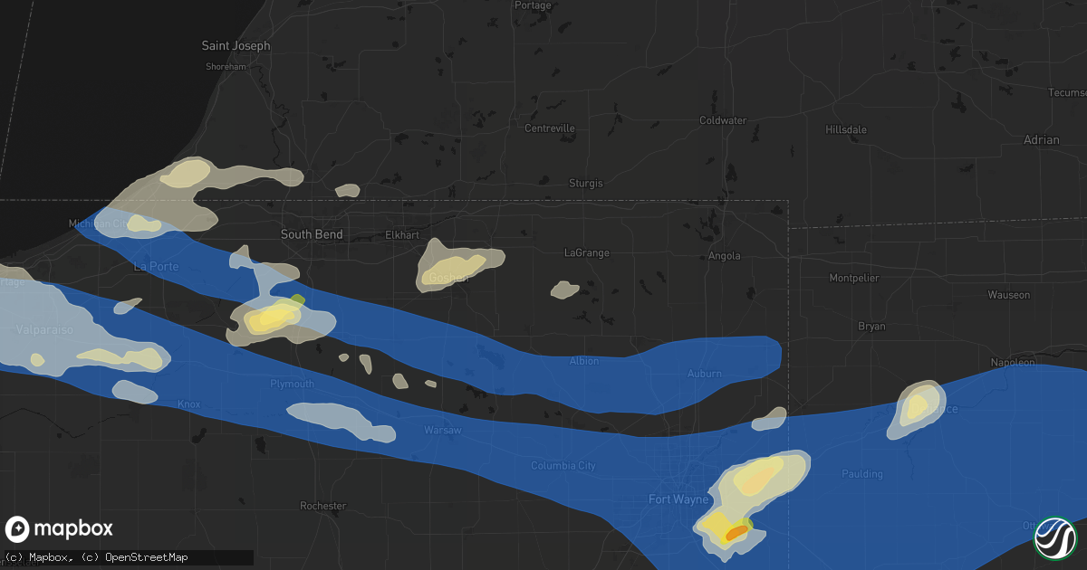 Hail map in Topeka, IN on August 9, 2026
