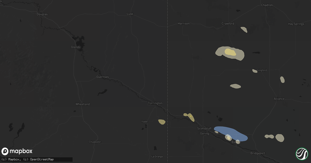 Hail map in Torrington, WY on August 9, 2026