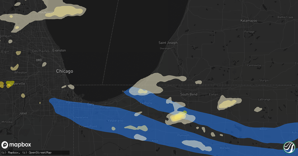 Hail map in Union Pier, MI on August 9, 2026
