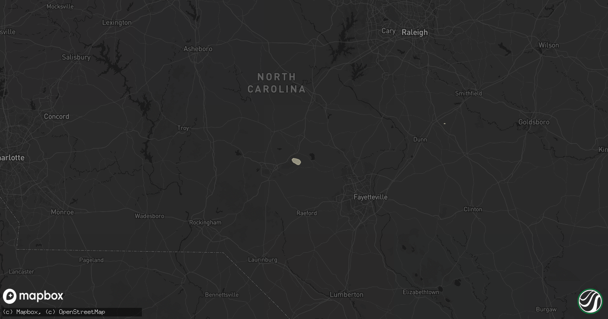 Hail map in Vass, NC on August 9, 2026