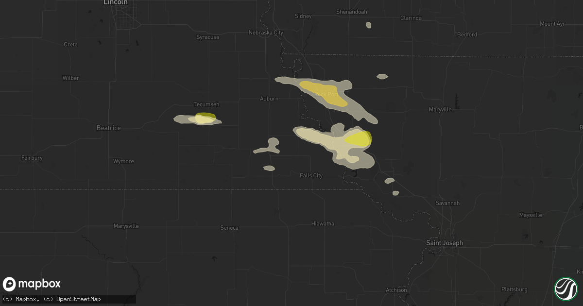 Hail map in Verdon, NE on August 9, 2026