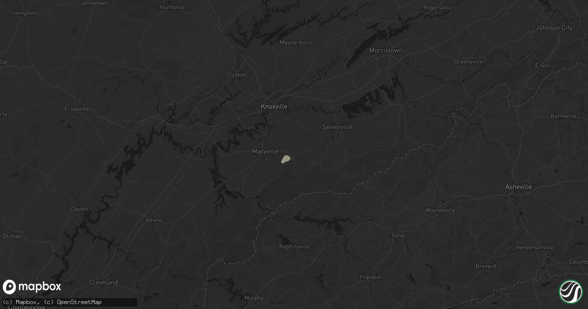 Hail map in Walland, TN on August 9, 2026
