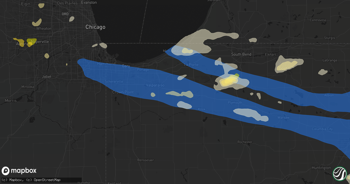 Hail map in Wanatah, IN on August 9, 2026