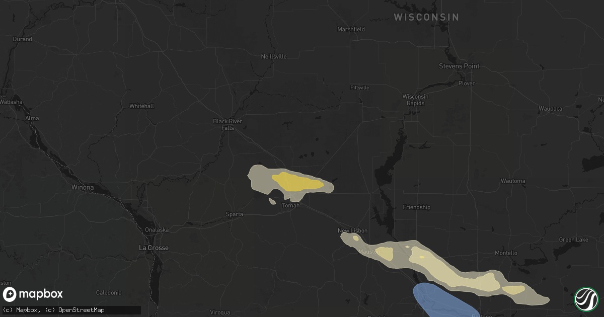 Hail map in Warrens, WI on August 9, 2026