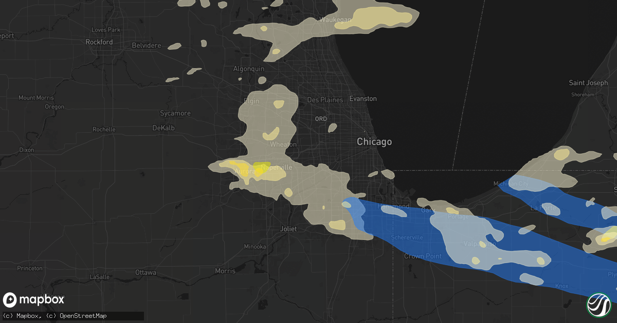 Hail map in Westmont, IL on August 9, 2026