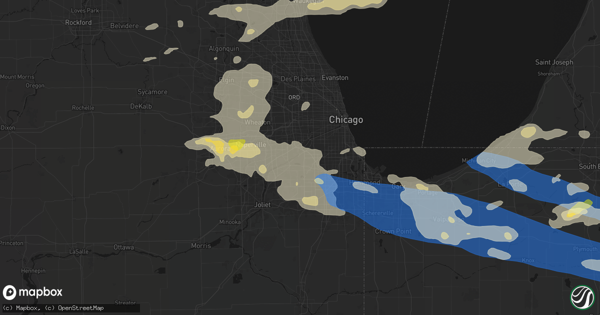Hail map in Willow Springs, IL on August 9, 2026