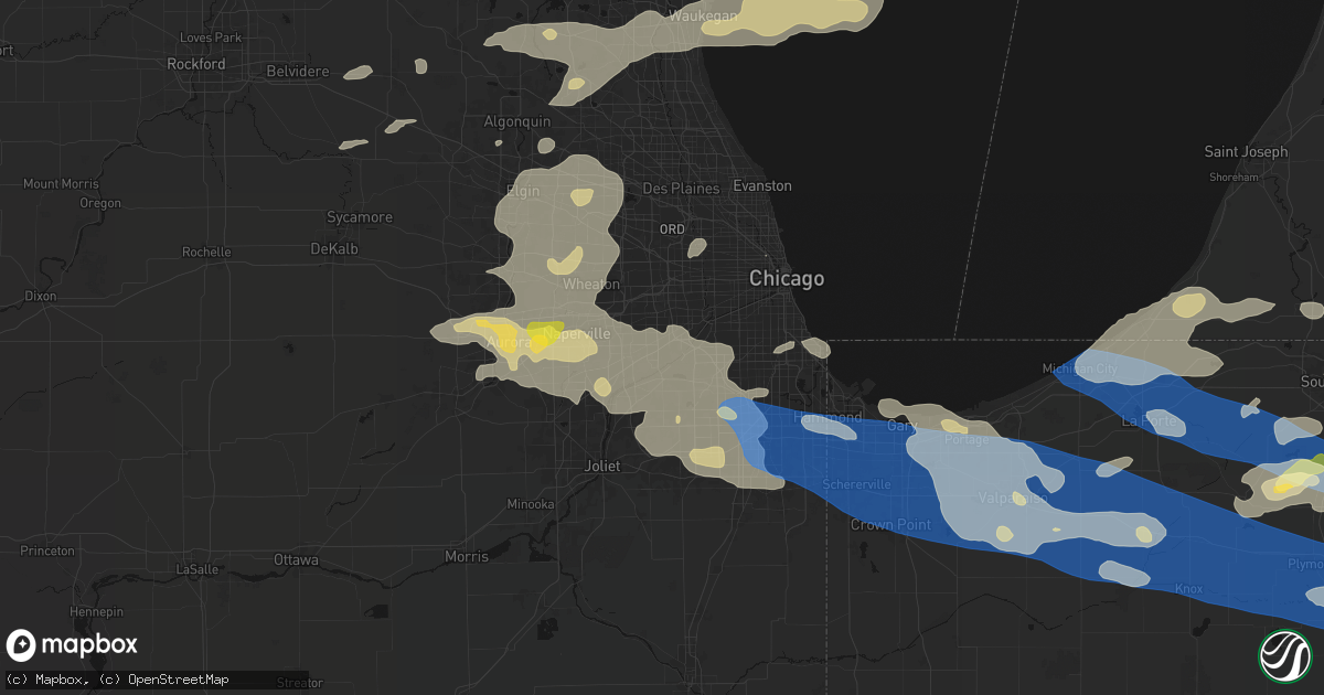 Hail map in Willowbrook, IL on August 9, 2026