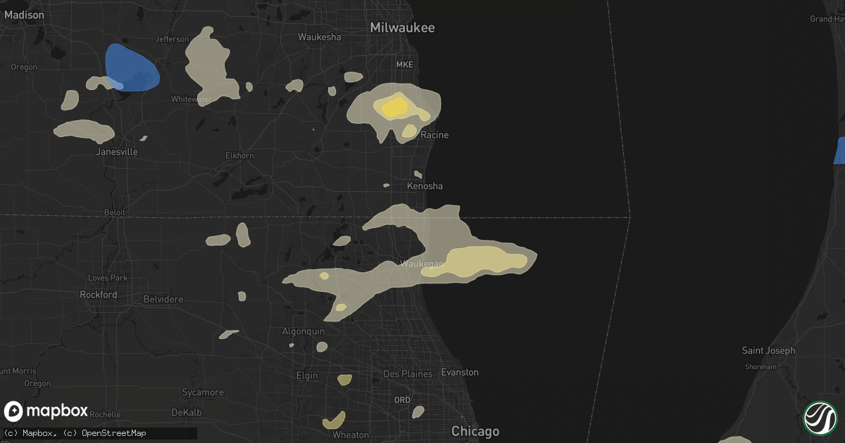 Hail map in Winthrop Harbor, IL on August 9, 2026